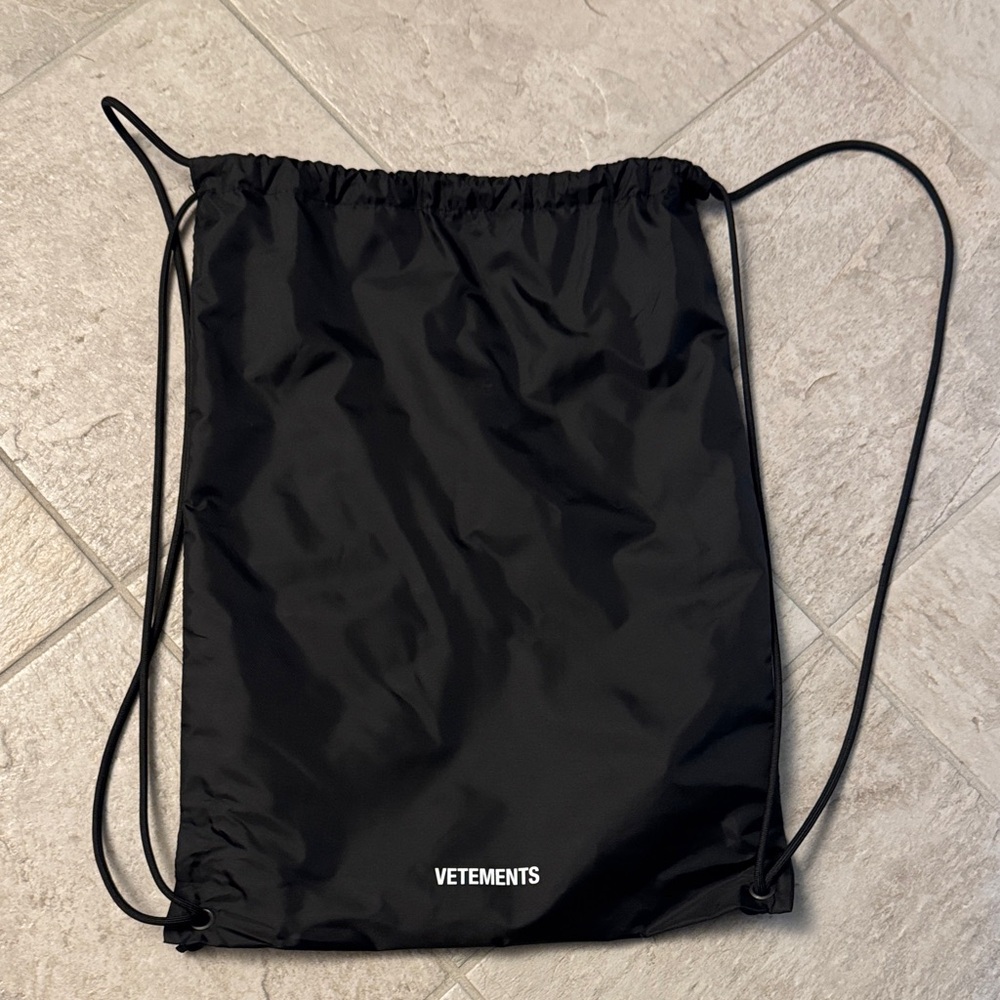Vetements Black Drawstring Backpack